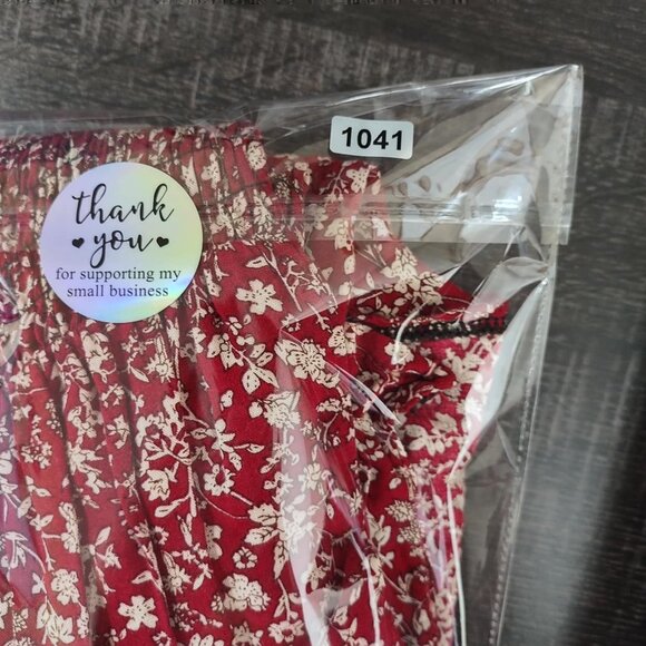 Red Women S Floral Smocked Maxi Dress Cottagecore Romantic Grunge Bareback Style - Picture 8 of 8